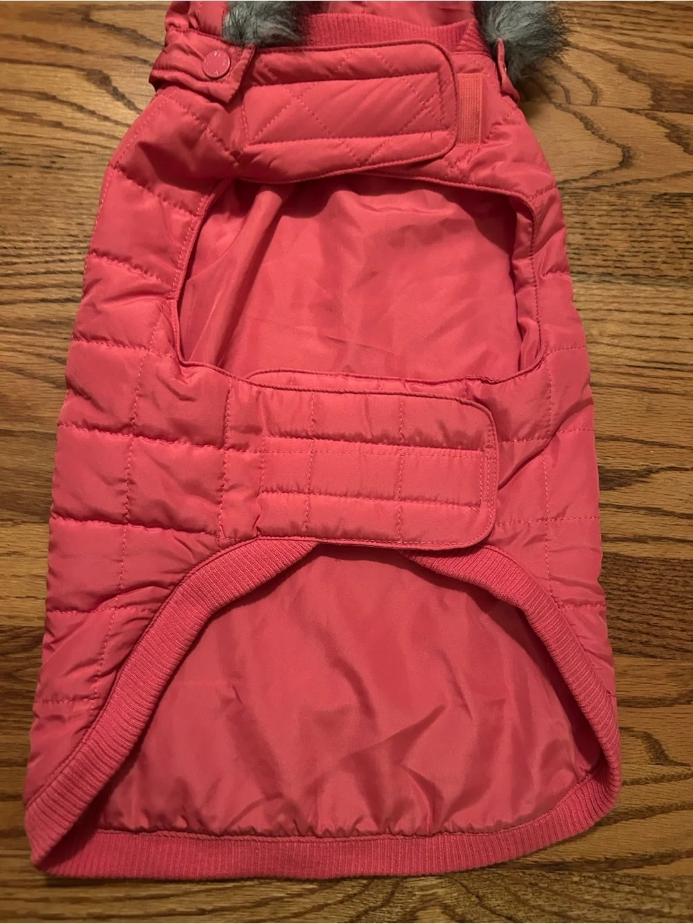 Martha Stewart Pets Dogs Sz L Quilted Pink Hooded Jacket W/ Faux Fur Trim